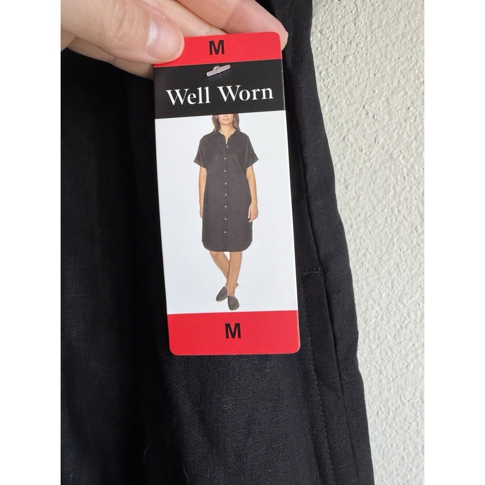 Well Worn Ladies' Linen‎ Blend Black Dress Colored Size Large Buttons